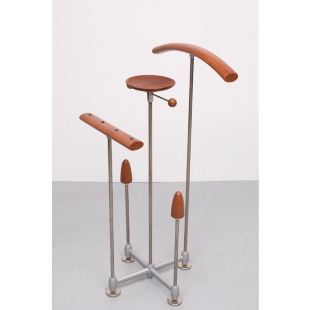 Very nice and useful Valet or Dress Boy, design by Frans de La Haye for Auping Auronde 1990s . Solid Cherry wood ,Grey...