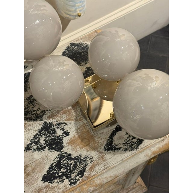 Pair of Murano Grey Ball Cloud Sconces For Sale - Image 4 of 8