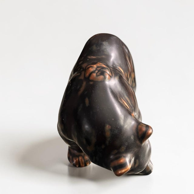 Royal Copenhagen Large Flambé Glazed Stoneware Bear Figurine by Knud Kyhn for Royal Copenhagen, 1950s For Sale - Image 4 of 17