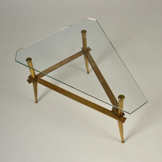 Italian Brass and Glass Tripod Coffee Table, 1950s For Sale - Image 6 of 11