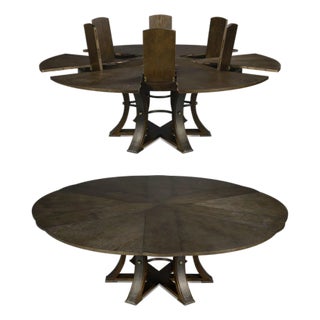 Round Exclusive Jupe Dining Table in Universal Walnut Finish for Seating Up to 12 People For Sale