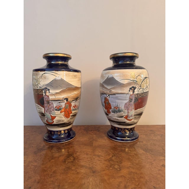Large Antique Japanese Satsuma Vases, 1890, Set of 2 For Sale - Image 4 of 6
