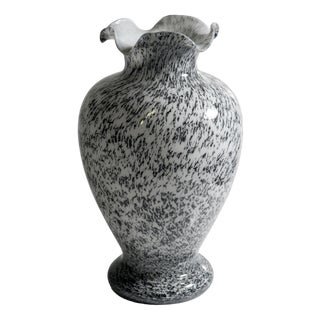 Grey Speckled Murano Glass Vase, 1980s For Sale