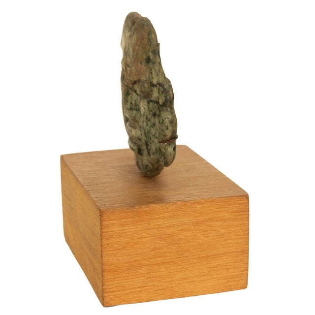 Jade Ancient Pre-Columbian Olmec Hand-Carved Jade Face Mask Pendant 900-600 Bc Mexico For Sale - Image 8 of 11
