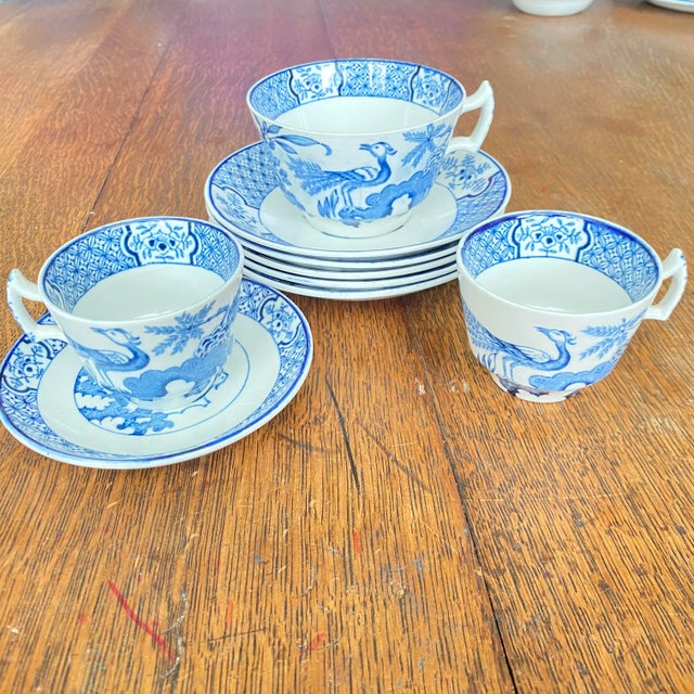 Antique Wood & Sons "Yuan" Pattern Blue and White Transferware Coffee & Tea Set - Mixed Demitasse and Teacup 9 pcs For Sale - Image 16 of 16