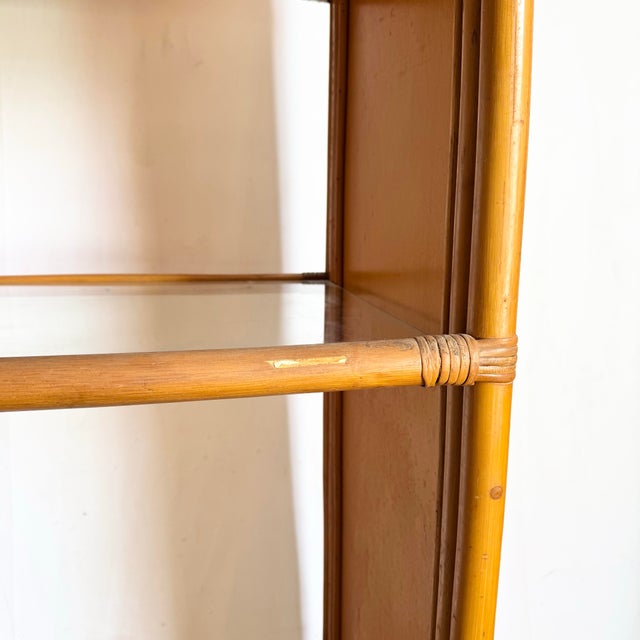 Late 20th Century Boho Chic Wavy Pencil Reed Etageres - A Pair For Sale - Image 12 of 12