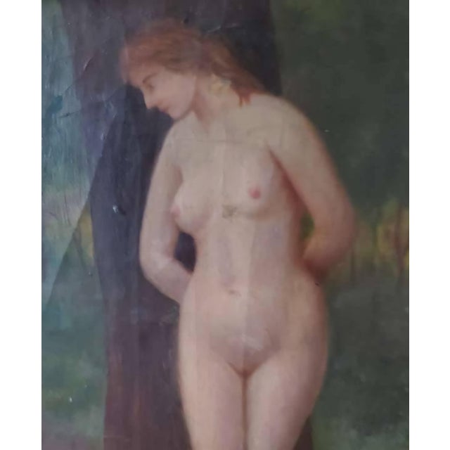 Portraiture Elegant Nude in Forest - French School, Oil on Wood, 18th Century For Sale - Image 3 of 6