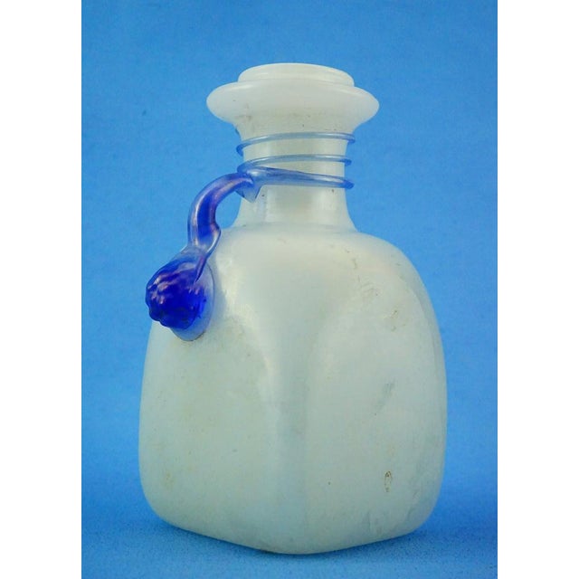 19th Century Milk Murano Glass Perfume Bottle with Blue Cameo attributed to Salviati & C. For Sale - Image 10 of 18