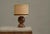 Table Lamp in Carved Wood with Shade in Woven Jute, 1960s For Sale - Image 4 of 15
