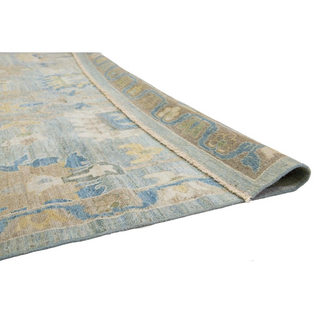 Apadana's Modern Blue Oversized Sultanabad Wool Rug With Allover Design For Sale - Image 4 of 10