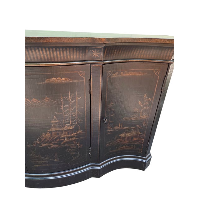 1990s 1990s Ethan Allen Vivianne Serpentine Console Buffet Sideboard Credenza Chinoiserie For Sale - Image 5 of 18