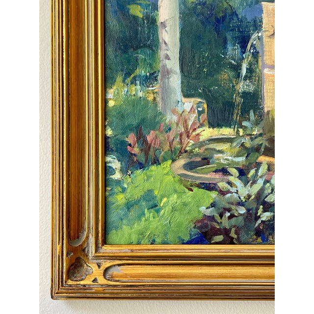 Late 20th Century Modern Impressionist Oil Painting of a Garden in Greens, Framed For Sale In New York - Image 6 of 15