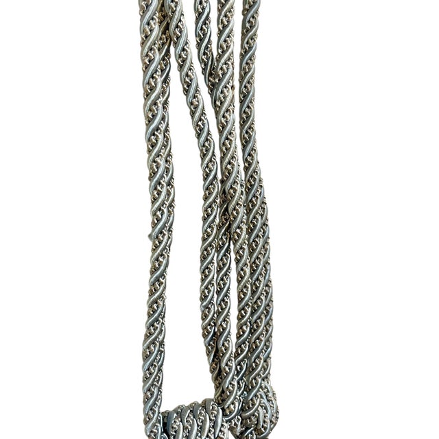Late 20th Century Pair Vintage French Passementerie Tassel Drapery Tiebacks Ice Blue With Gold For Sale - Image 5 of 7