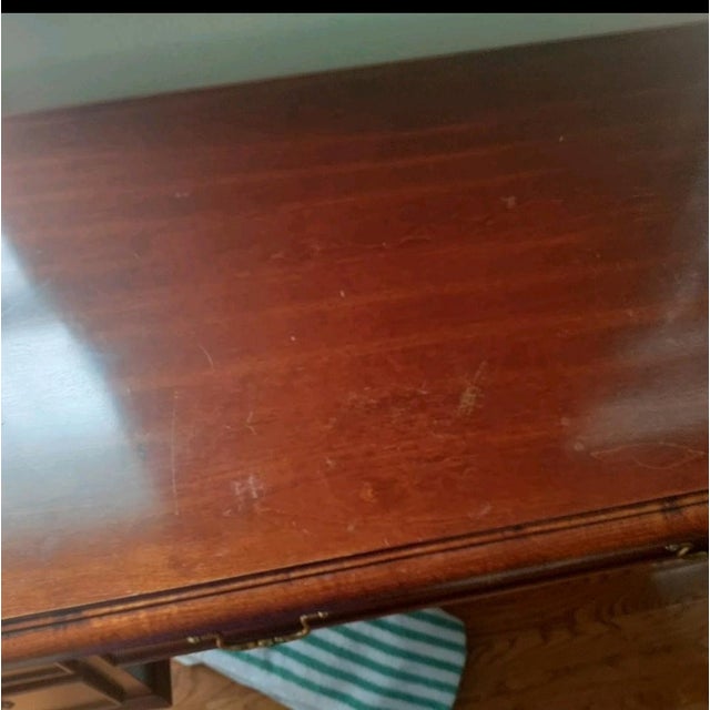 1970s Queen Anne Mahogany Writing Desk on Pad Feet W/Ball and Claw Chair For Sale In Philadelphia - Image 6 of 11