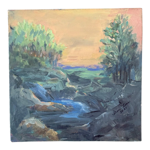 Winding River Landscape Oil Painting on Stretched Canvas by Irene Stone