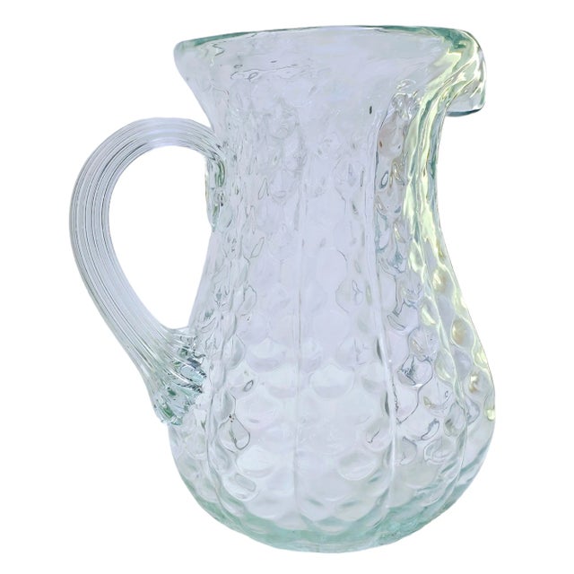 Hand Blown Green Glass Bubble Pitcher/Jug For Sale In San Francisco - Image 6 of 12