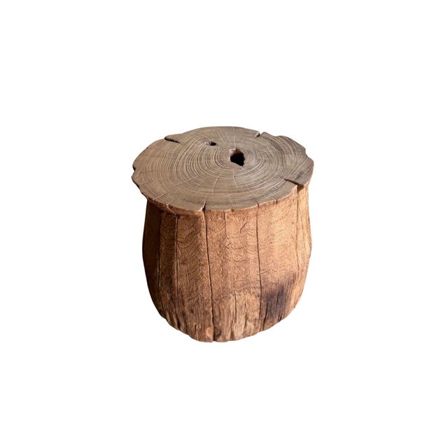 1970s Aged Javanese Teak Wood Side Table – Sculptural Organic Pedestal For Sale - Image 4 of 8