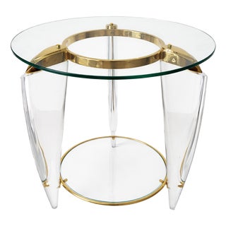 Italian Acrylic and Brass Side Table, 1960s For Sale