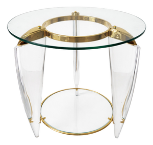 Italian Acrylic and Brass Side Table, 1960s