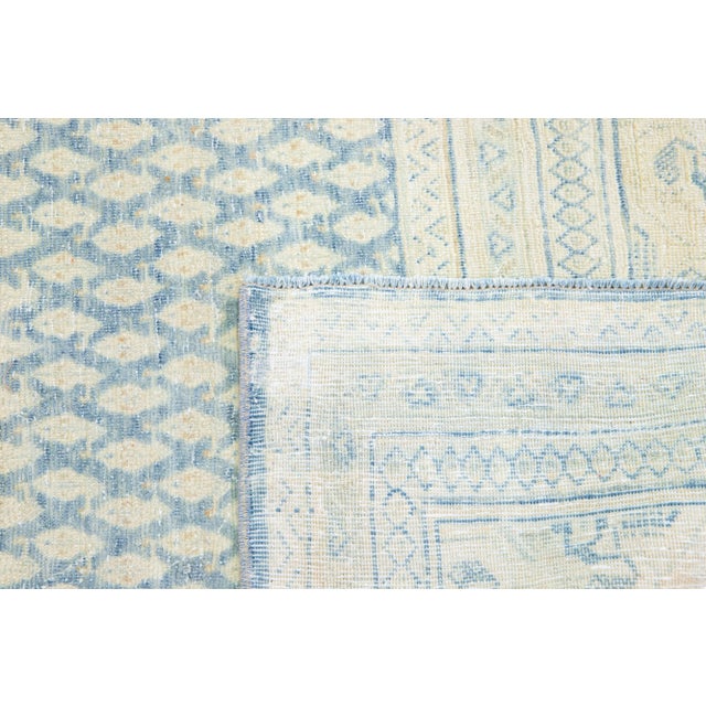 Beige 1920s Antique Persian Tabriz Wool Rug Featuring a Blue and Beige Allover Pattern For Sale - Image 8 of 9