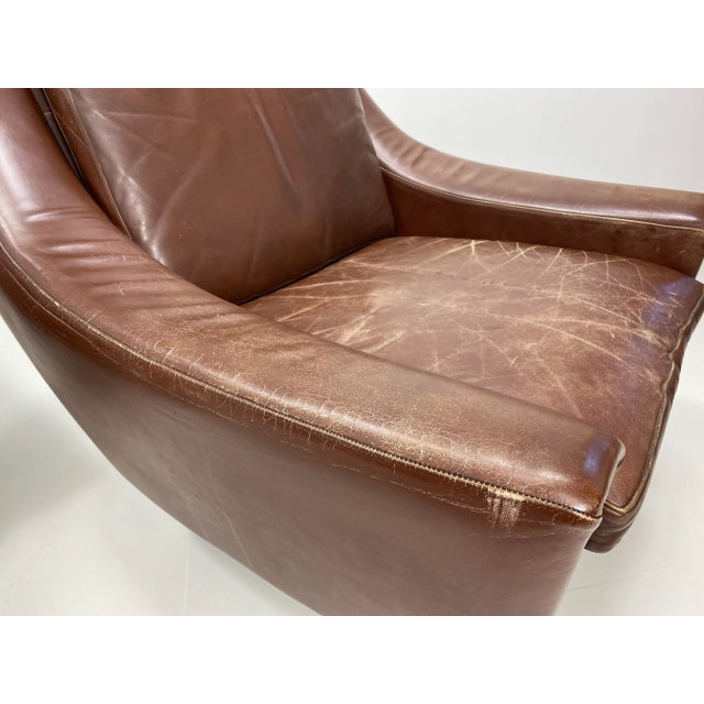 Pair of 1960’s Danish Leather Lounge Chairs For Sale - Image 9 of 10