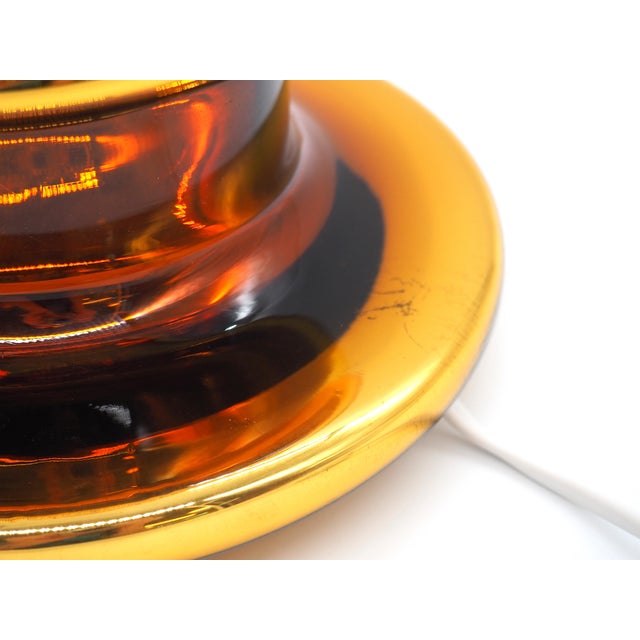 Vintage Swedish Copper Colored Glass Table Lamp by Gustaf Leek for Orrefors Glasbruk, 1960s For Sale - Image 12 of 14