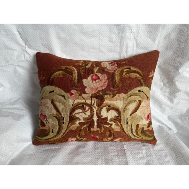 This decorative pillow is created from a genuine antique French Aubusson tapestry dating to the mid-19th century,...