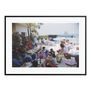 Riviera Crowd 1957 by Slim Aarons Black Framed C-Print For Sale