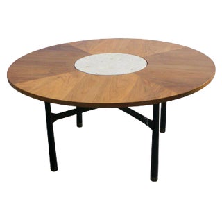 Harvey Probber Walnut and Travertine Marble Table For Sale