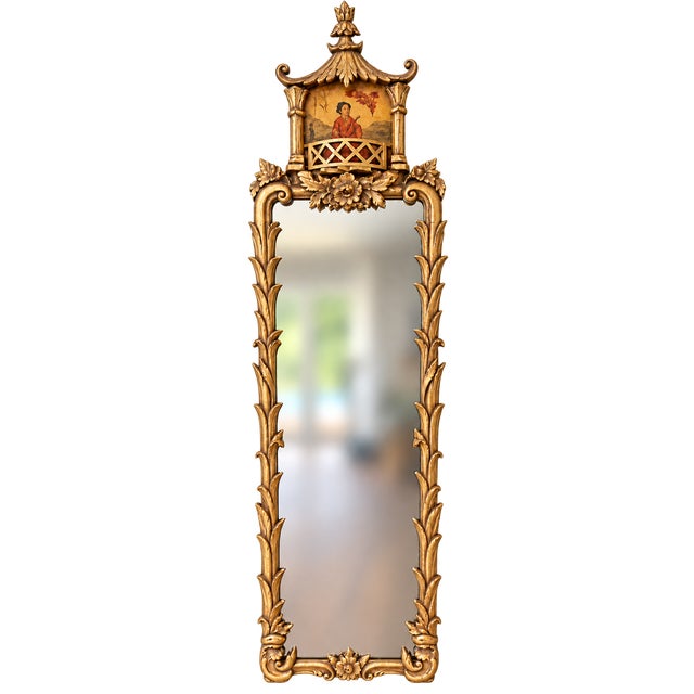 Glass Antique European Chinoiserie Hand Carved Gilt Pagoda Wall Mirrors - A Pair For Sale - Image 7 of 8