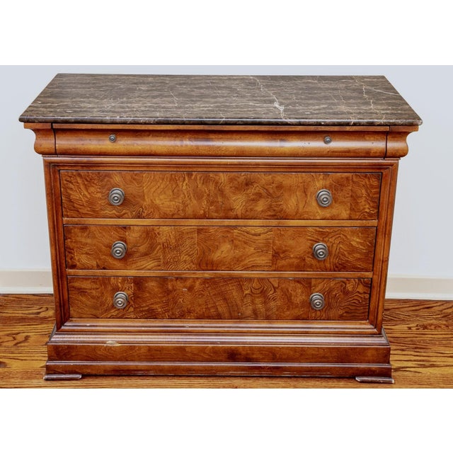 Ethan Allen Townhouse Collection Burlwood and Marble Four-Drawer Bachelor's Chest, 2002 For Sale - Image 9 of 9