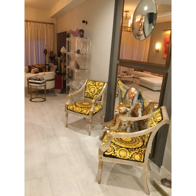 Wood 1980s J Scott Vintage Chair With Custom Upholstery in Velvet Gianni Versace Barroco - a Pair For Sale - Image 7 of 12