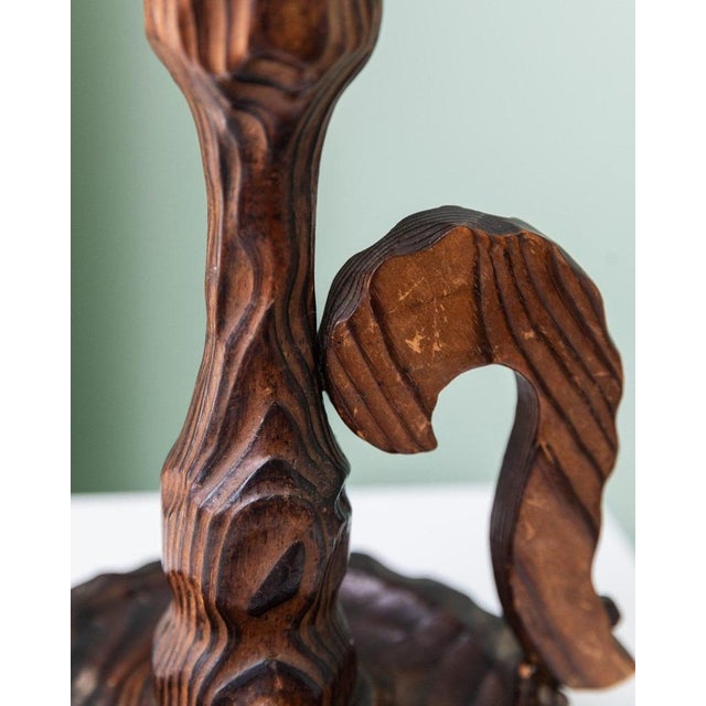 Brutalistic Candleholder in Wood, Italy, 1940s For Sale - Image 9 of 11