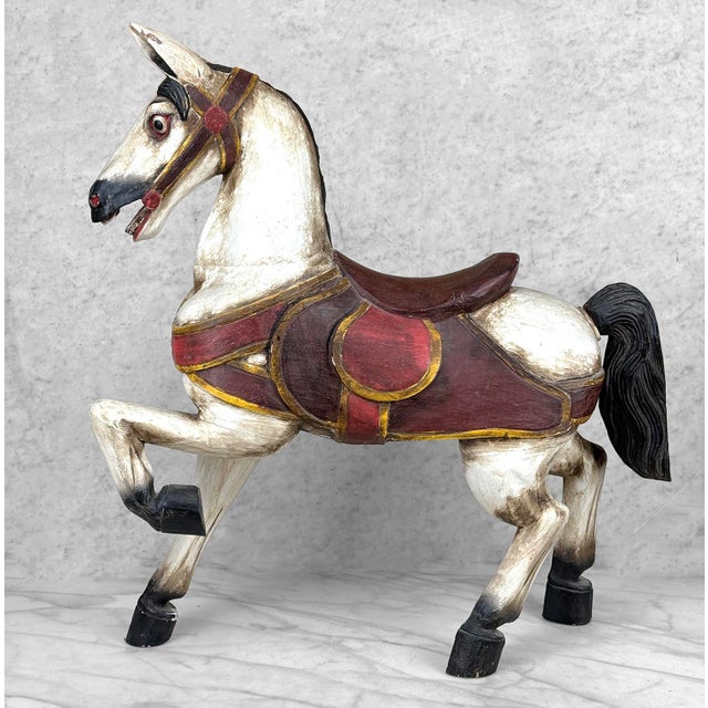 Mid 20th Century Vintage 24" Traditional Folk Art Hand Painted Carousel Horse For Sale - Image 5 of 12