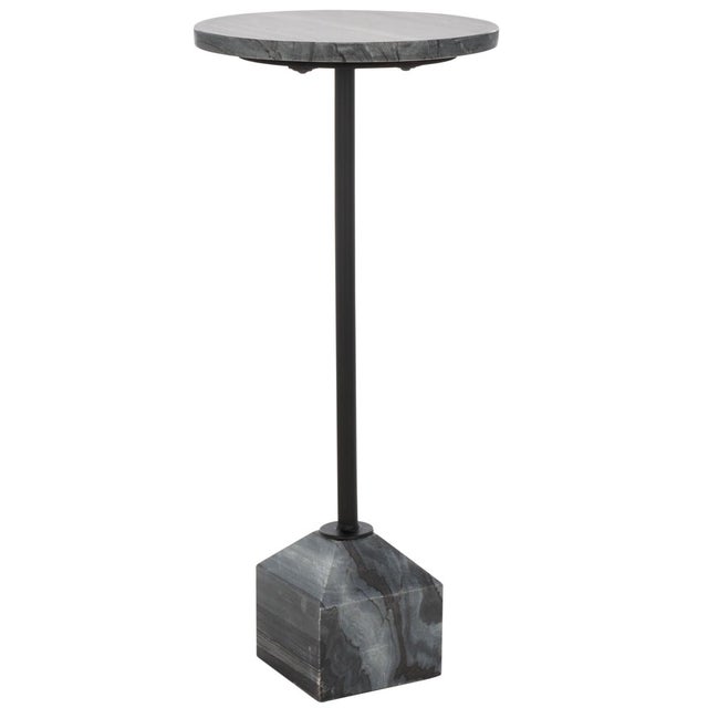 Sumer Marble Drink Table in Grey Marble / Black For Sale In Philadelphia - Image 6 of 8