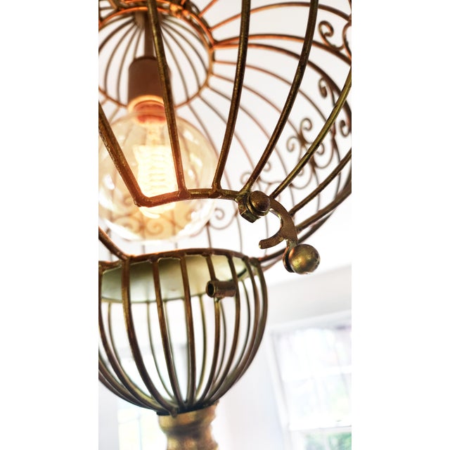 Vintage Bird Cage Light Fixture Ceiling Pendant For Sale In New York - Image 6 of 11