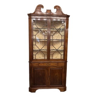 1800s Antique Mahogany Corner Cabinet For Sale