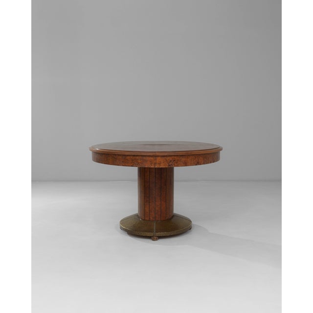 1920s 1920s French Oval Art Deco Dining Table With Inlaid Top and Brass Base For Sale - Image 5 of 18