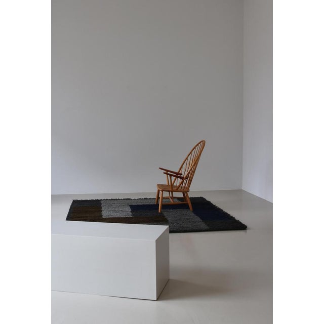 Large handmade "Rya" rug by Ross Littell made in Denmark in the 1960s at Unika-Væv. Hand woven in the Scandinavian Rya-...