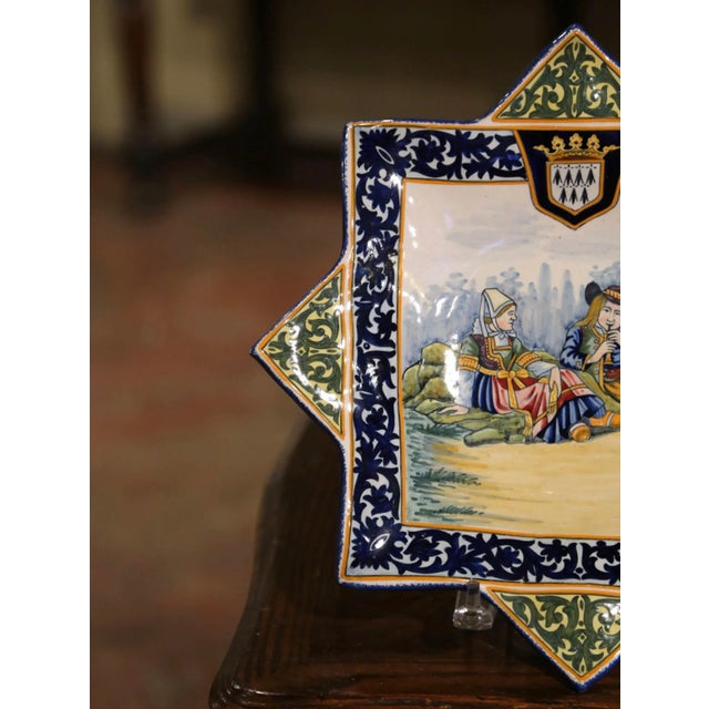 Early 20th Century French Henriot Quimper Painted Faience Wall Platter For Sale - Image 4 of 12
