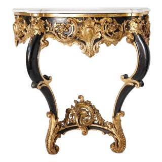 19th Century Napoleon III Ebonized & Giltwood Console Table For Sale
