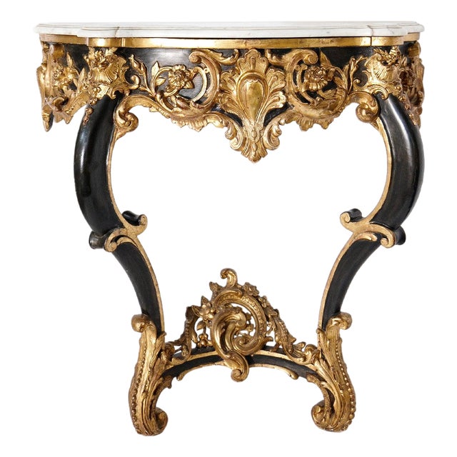 19th Century Napoleon III Ebonized & Giltwood Console Table For Sale