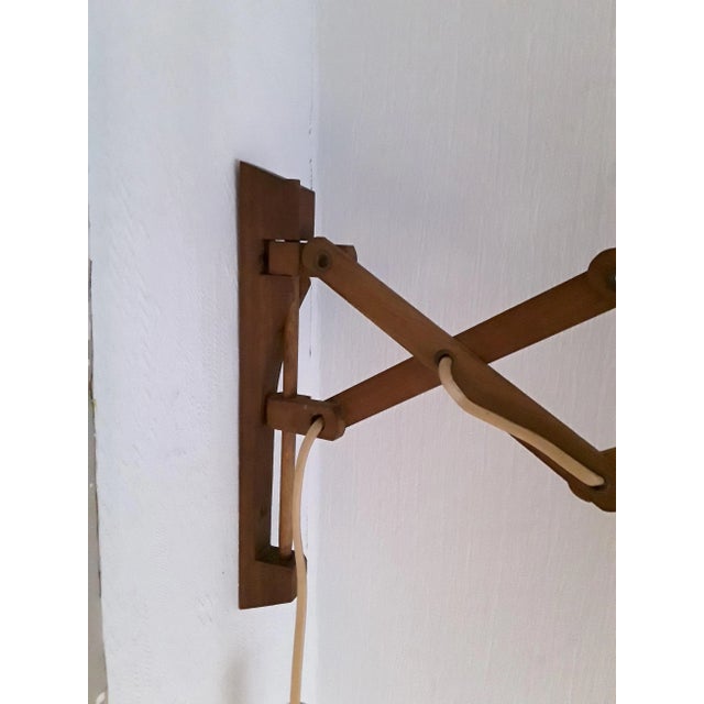 1970s Vintage Fabric and Teak Sconce, 1970s For Sale - Image 5 of 6