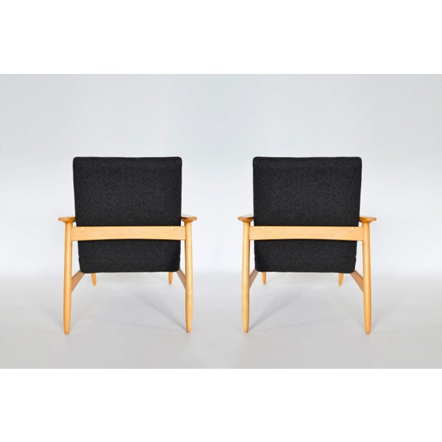 Set of Beech & Felt Armchairs by Valerija Ema Cukermaniene for Vilnius Furniture Factory, 1960s For Sale - Image 4 of 9