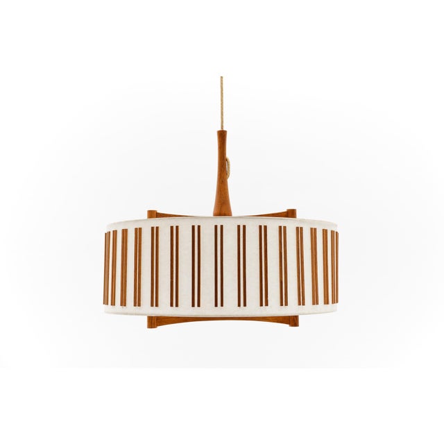 Japanese Adjustable Ceiling Lamp in Teak by Temde Swiss, 1960s For Sale - Image 10 of 10