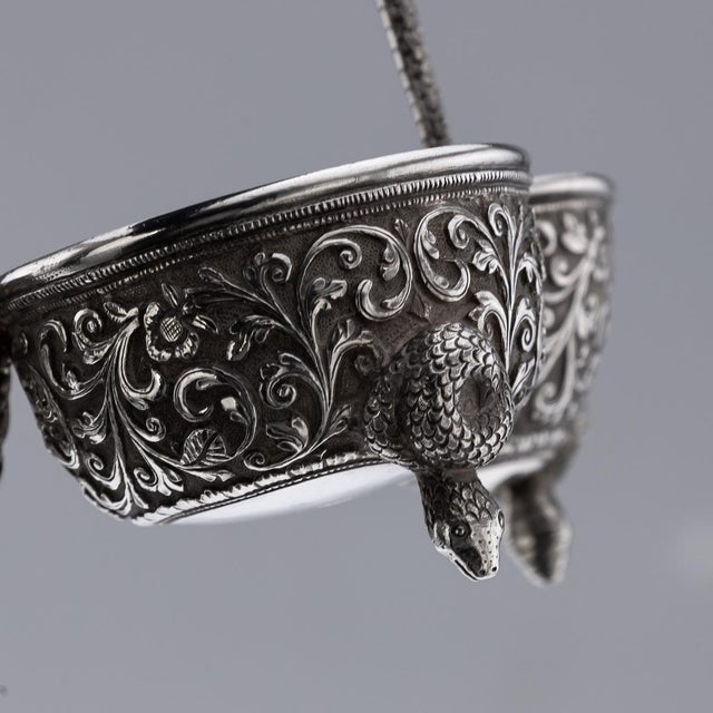 Antique Indian Silver Condiment Set by Oomersi Mawji, Bhuj, 1890s, Set of 3 For Sale - Image 11 of 18