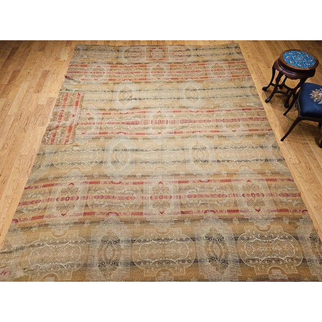 19th Century European Flatwoven Wool Rug, Allover Geometric Design, 9x12 For Sale - Image 9 of 18