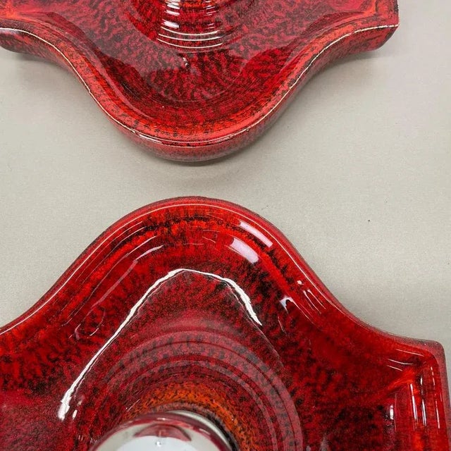 Red Ceramic Fat Lava Wall Lights from Hustadt Lights, Germany, 1970s, Set of 2 For Sale - Image 9 of 18