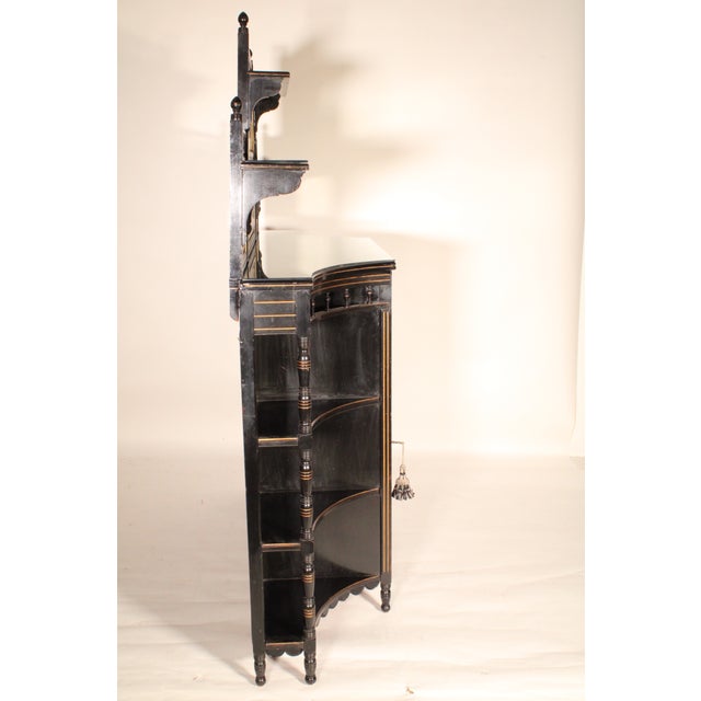 Aesthetic Movement Black Lacquer and Painted Cabinet For Sale In Los Angeles - Image 6 of 15