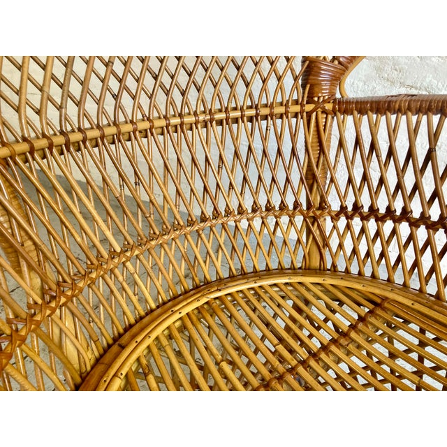 Vintage Italian Peacock Wicker Armchair, 1960s For Sale - Image 11 of 15